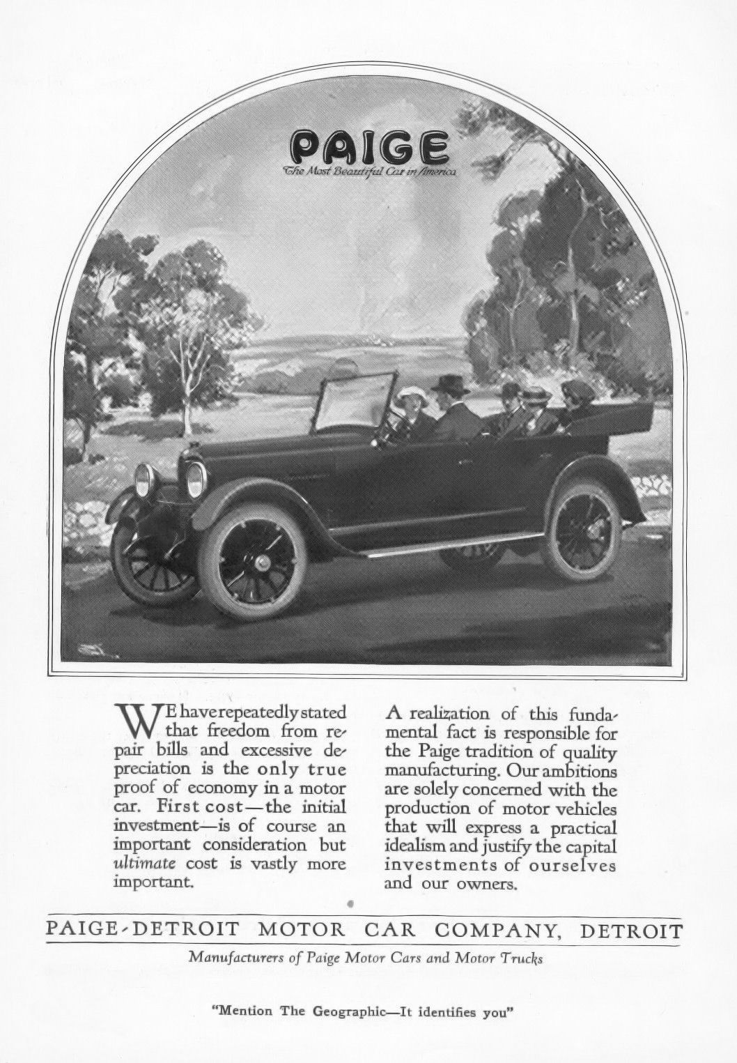 1920 Paige Auto Advertising